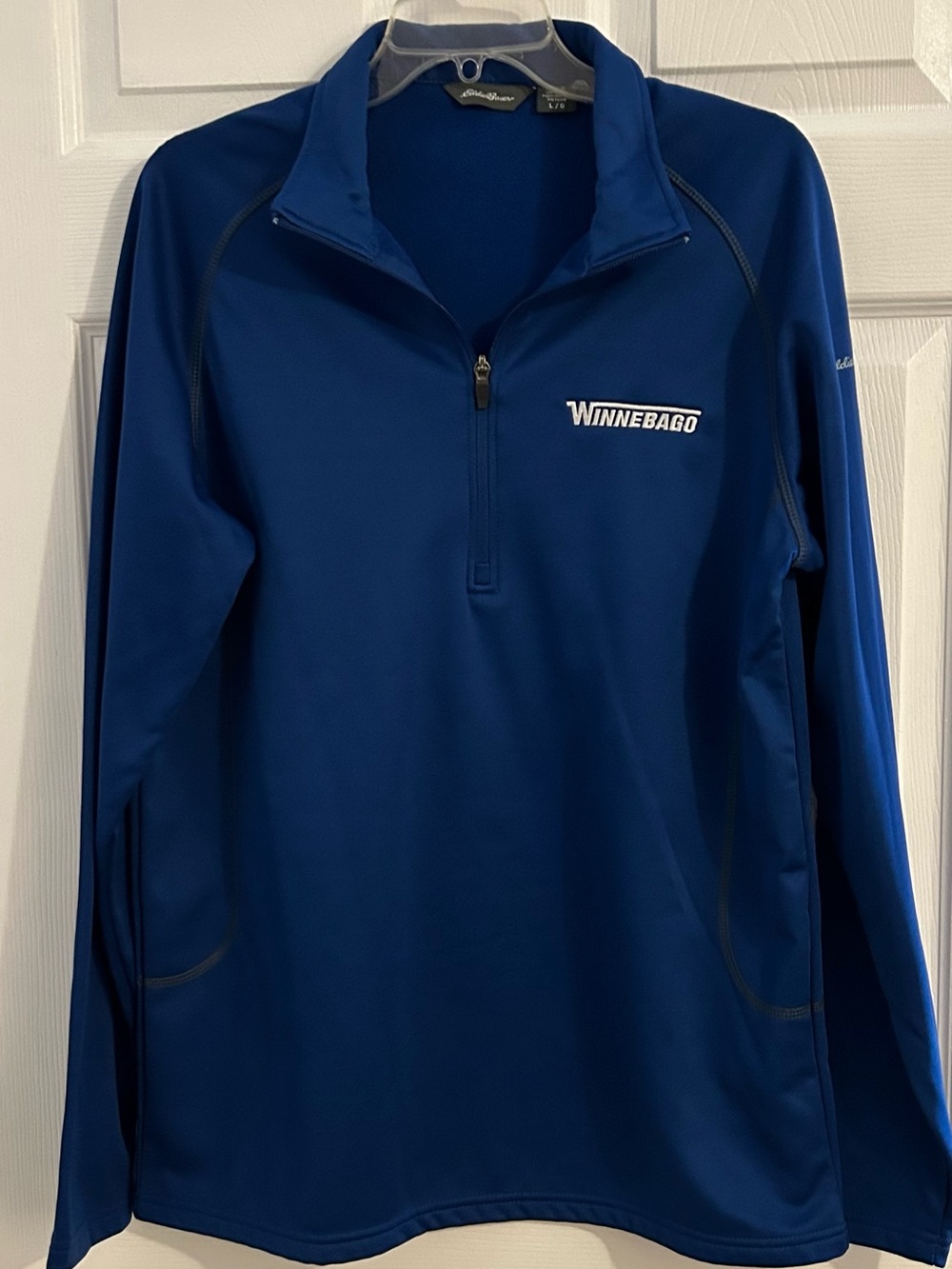 Eddie Bauer Deep Blue Half-Zip Pullover with Winnebago Chest Logo
